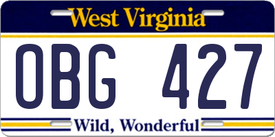 WV license plate OBG427