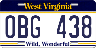 WV license plate OBG438