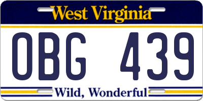 WV license plate OBG439