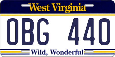 WV license plate OBG440