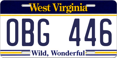 WV license plate OBG446