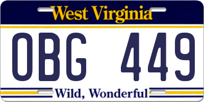 WV license plate OBG449