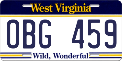 WV license plate OBG459