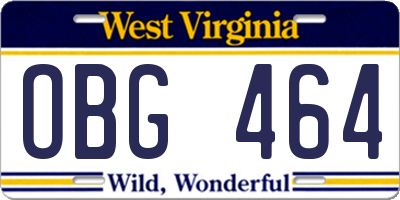 WV license plate OBG464