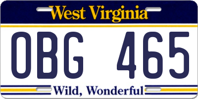 WV license plate OBG465