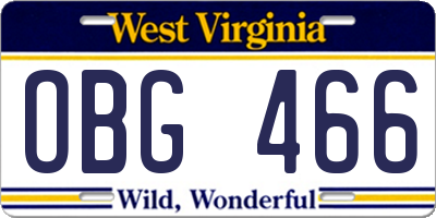WV license plate OBG466