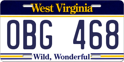 WV license plate OBG468