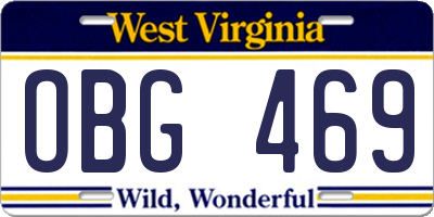 WV license plate OBG469