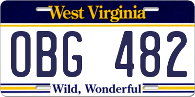 WV license plate OBG482