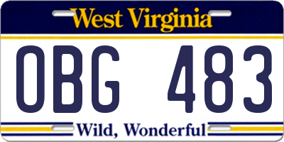 WV license plate OBG483