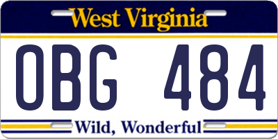 WV license plate OBG484