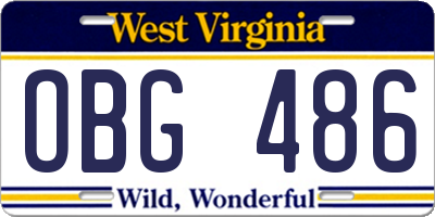 WV license plate OBG486