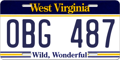 WV license plate OBG487