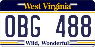 WV license plate OBG488