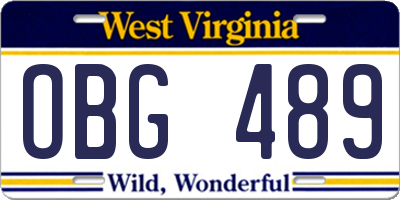 WV license plate OBG489
