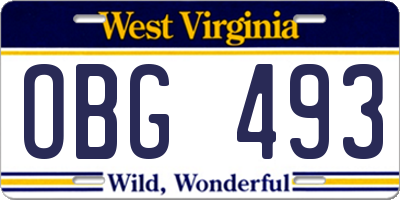 WV license plate OBG493