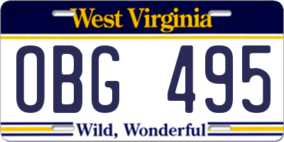 WV license plate OBG495