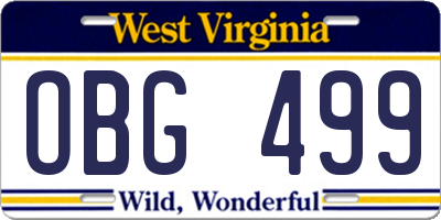 WV license plate OBG499