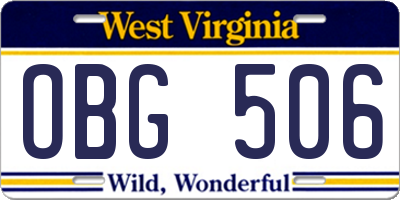 WV license plate OBG506