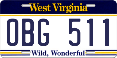 WV license plate OBG511