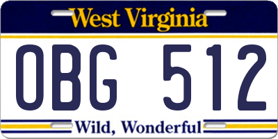 WV license plate OBG512