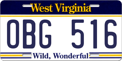 WV license plate OBG516