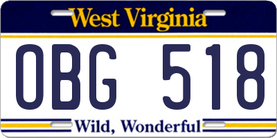 WV license plate OBG518