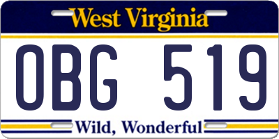 WV license plate OBG519
