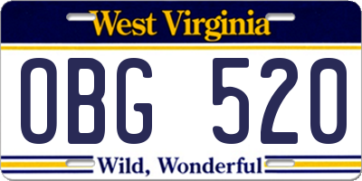 WV license plate OBG520