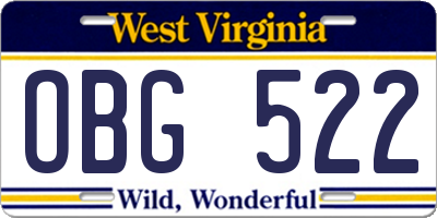 WV license plate OBG522