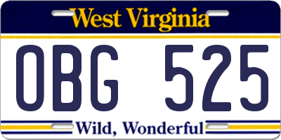 WV license plate OBG525