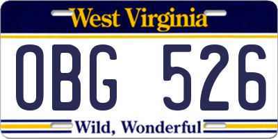 WV license plate OBG526