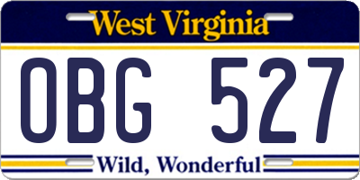 WV license plate OBG527