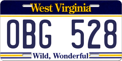 WV license plate OBG528
