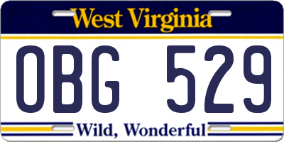 WV license plate OBG529