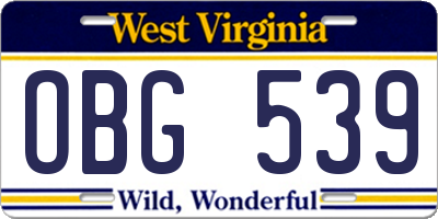 WV license plate OBG539