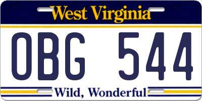 WV license plate OBG544