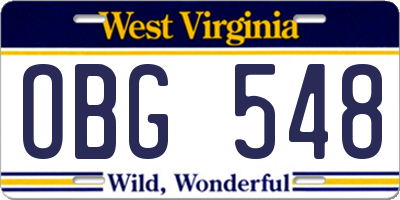WV license plate OBG548