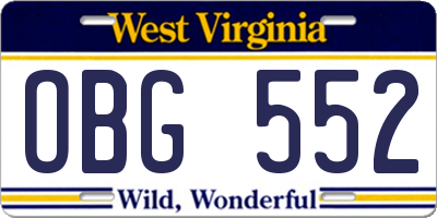 WV license plate OBG552