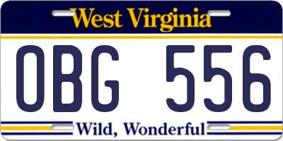 WV license plate OBG556