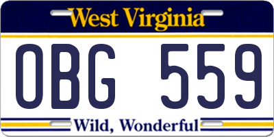 WV license plate OBG559
