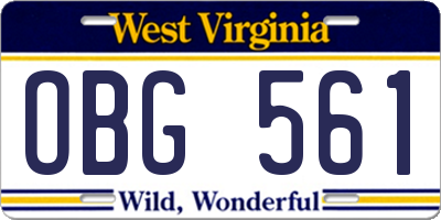 WV license plate OBG561