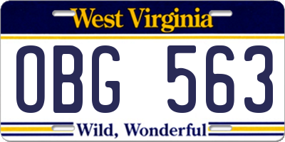 WV license plate OBG563