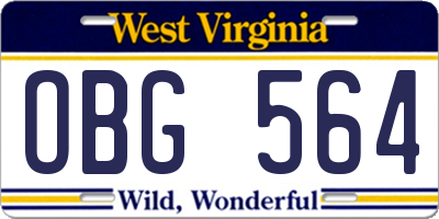 WV license plate OBG564