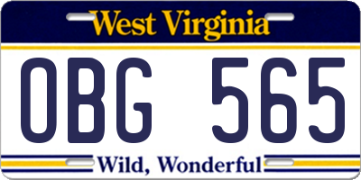 WV license plate OBG565