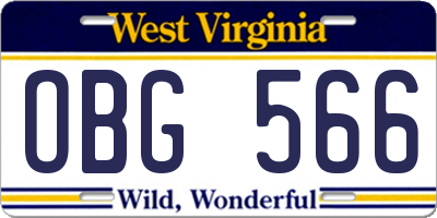 WV license plate OBG566