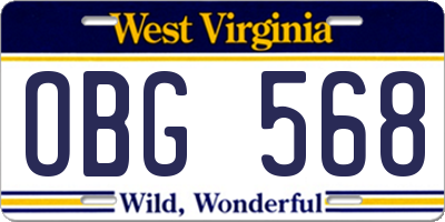 WV license plate OBG568