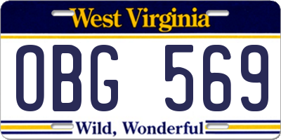 WV license plate OBG569