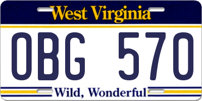 WV license plate OBG570