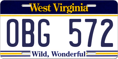 WV license plate OBG572